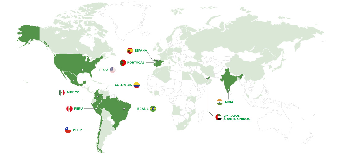 Mapa INERCO Oficinas y Países