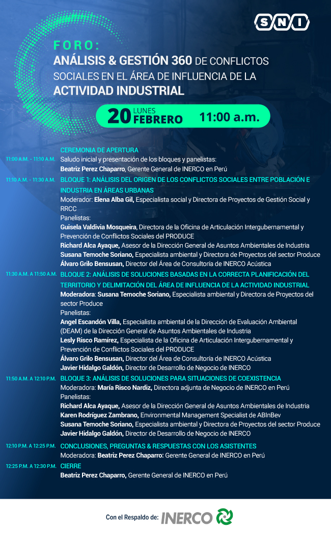 Programa Foro Gestión 360 de conflictos sociales en el área de influencia de la actividad industrial